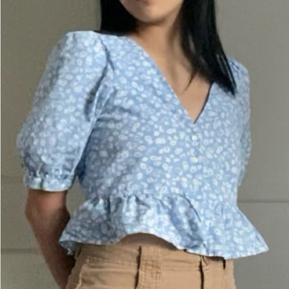 ZARA Floral Peplum Crop Top - Picture 4 of 5